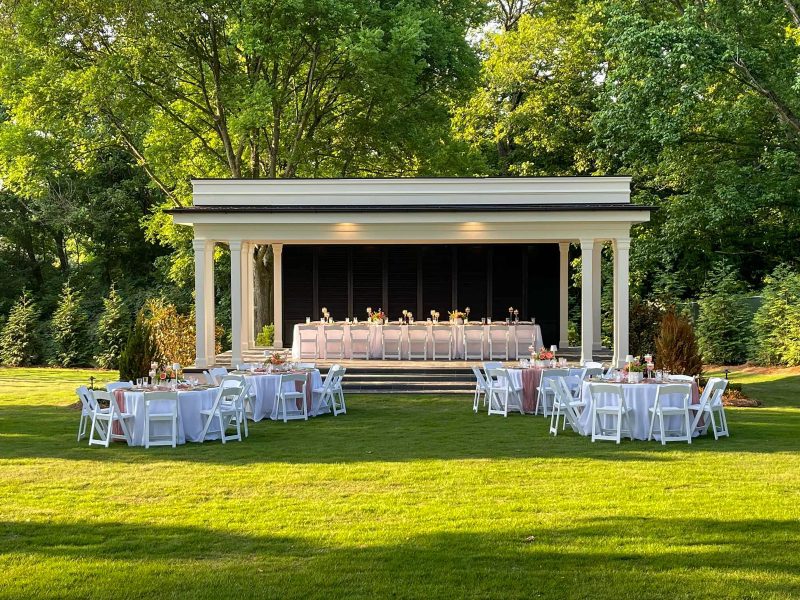 Back drop of gazebo in backyard of historic country estate event venue