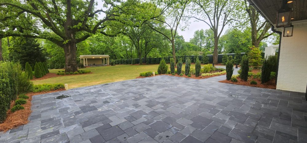 Empty stone patio