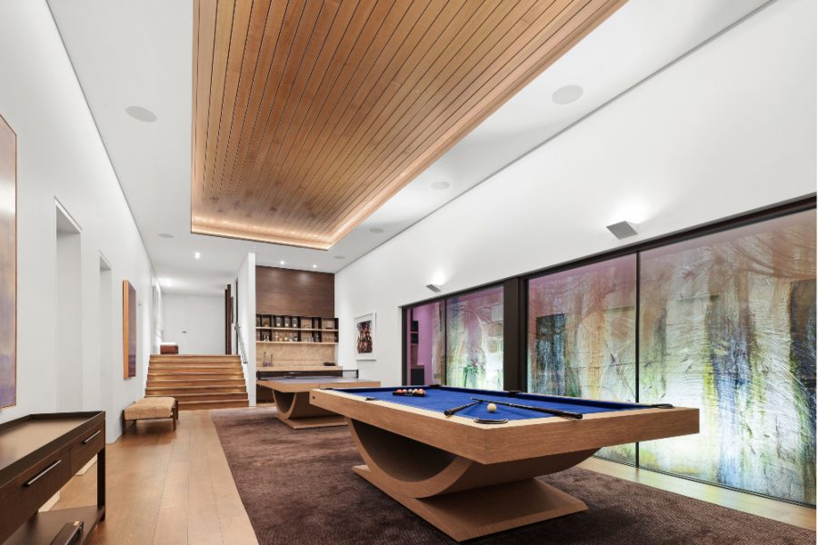 Lower floor gaming room Sydney waterfront mansion